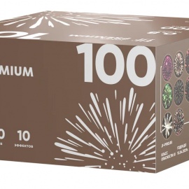 Высота: 20<br>Калибр: 0,8<br>Кол-во залпов: 100<br>Время работы: 70 сек<br><br>10 эффектов:
1. Фиолетовый пион
2. Жёлтая пальма с треском
3. Красная дахлия с б.. Салютная установка JFPr C20-100